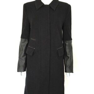 Diane Von Furstenberg Sterling Wool-Cashmere CoatWith Leather Details Size 8